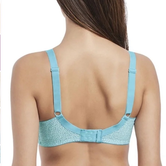 Freya Summer Haze Bra Size 30DDD NWT Semi Sheer with Lace Blue and White - Picture 2 of 8